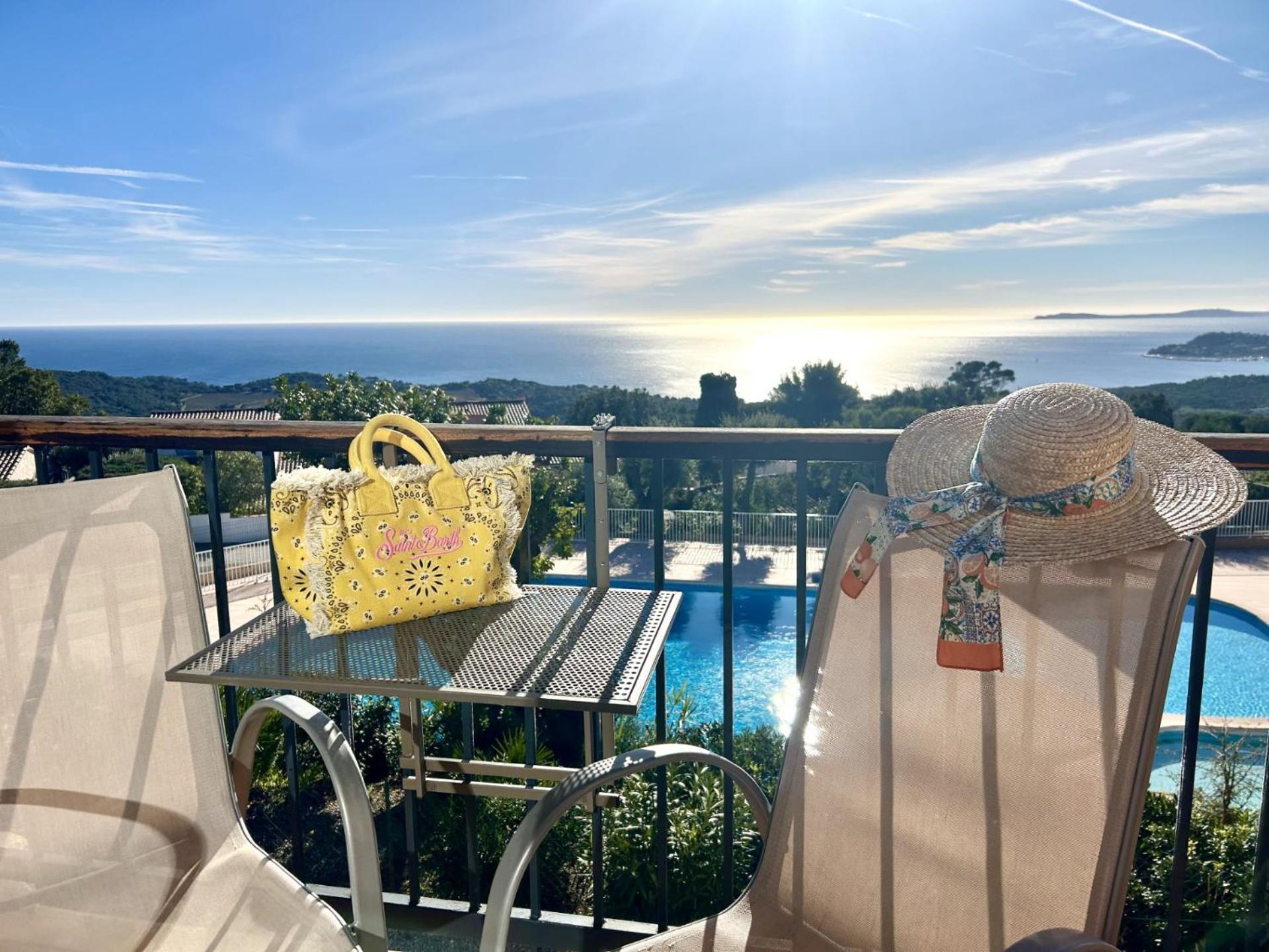 Studio Pool House Vue Mer Panoramique Amazing Sea View Wifi Linge Linen Inclut Aircondition La Croix-Valmer Exterior foto