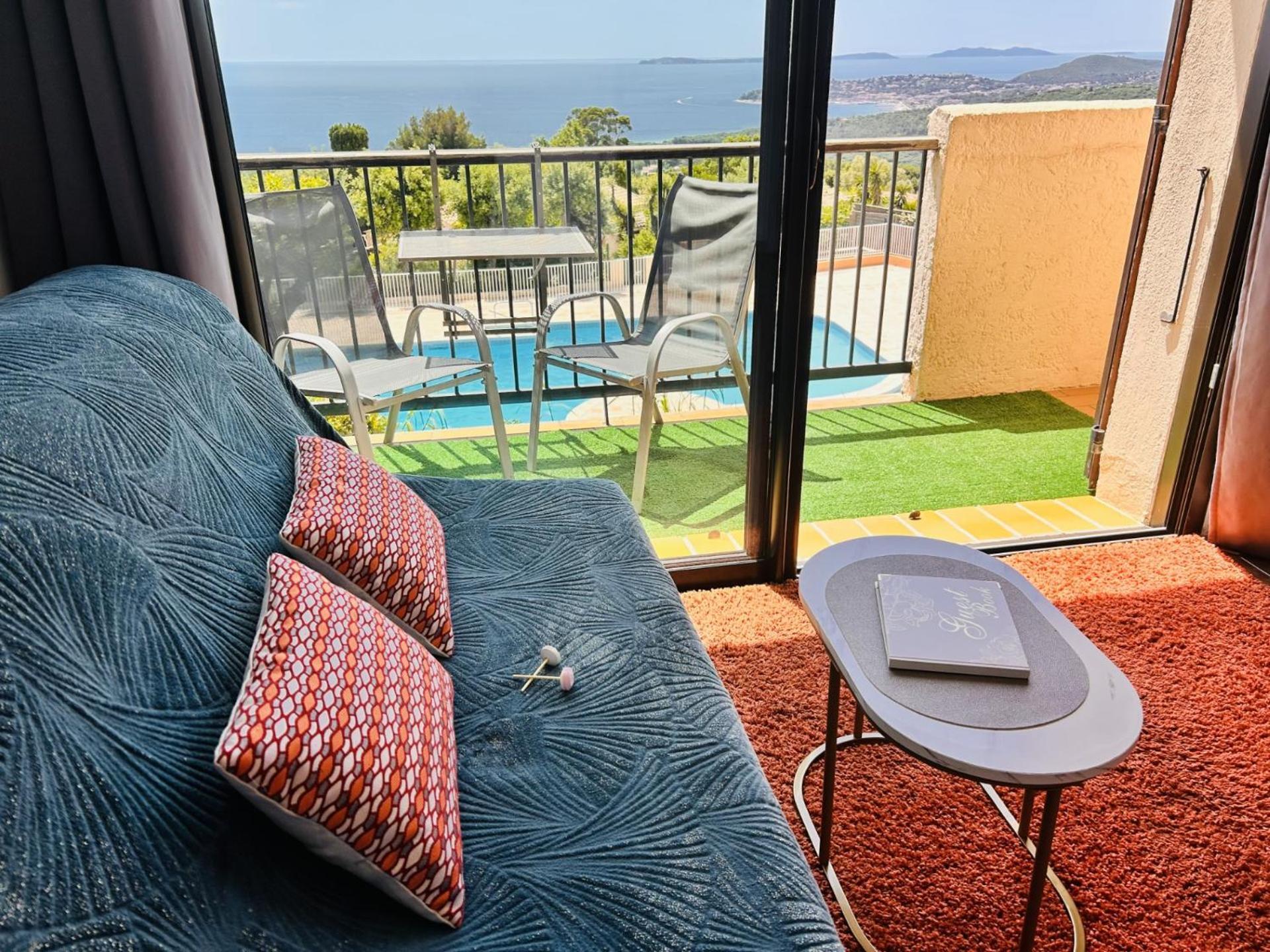 Studio Pool House Vue Mer Panoramique Amazing Sea View Wifi Linge Linen Inclut Aircondition La Croix-Valmer Exterior foto
